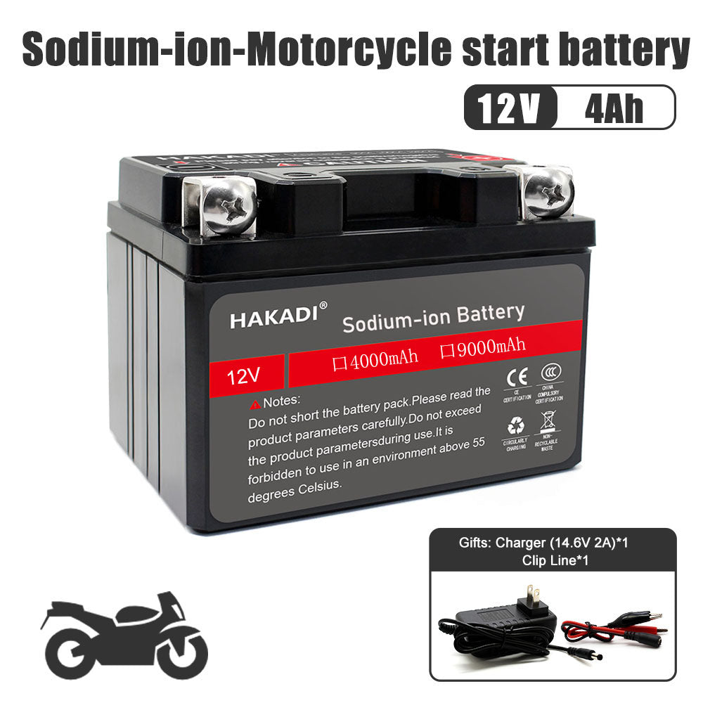 HAKADI 12V 4Ah Sodium-ion Battery Pack SIB Motorcycle Cells High Power Batteries For DIY 12V Generator Battery Compatible Mower