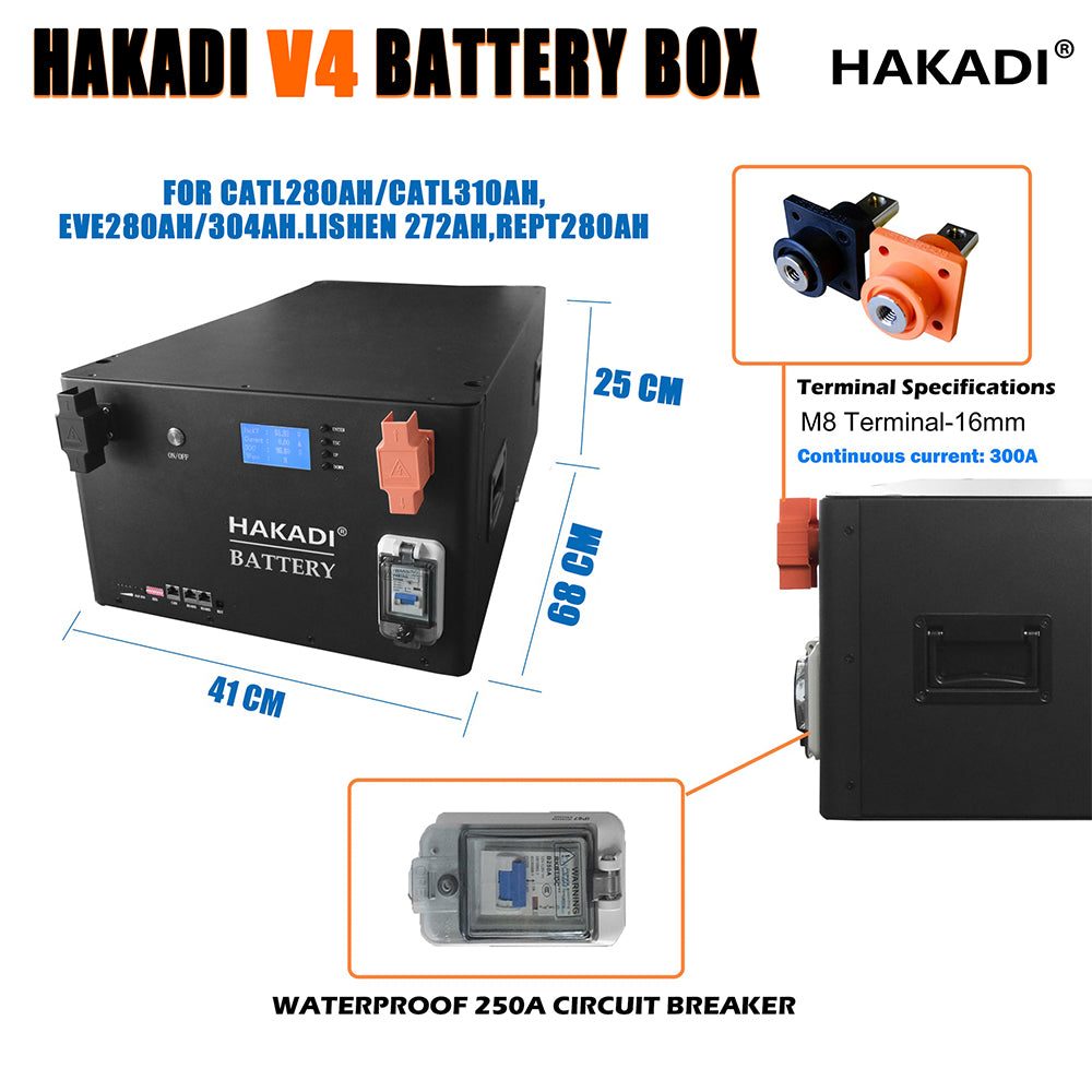 EU STOCK HAKADI 48V Server Rack 10-15KWh LiFePO4 280Ah/302Ah/314Ah Cell With Bluetooth 16S 200A Seplos BMS