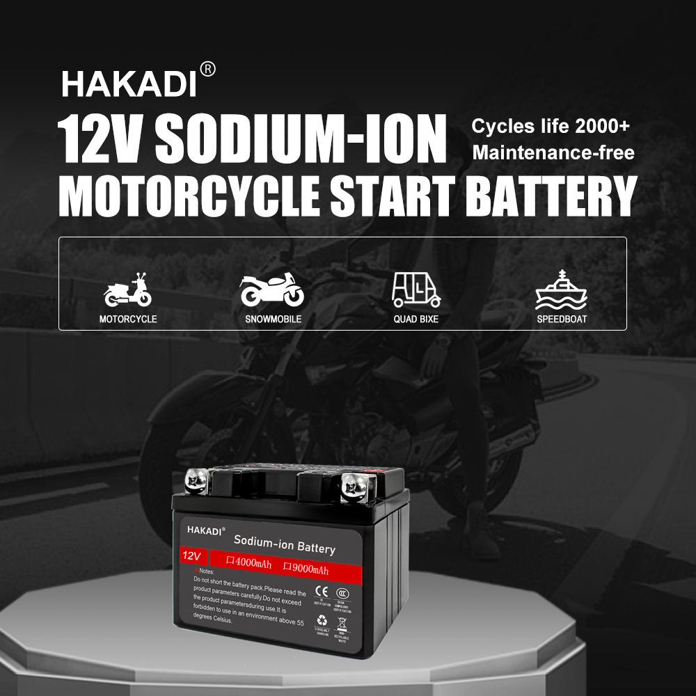 HAKADI 12V 4Ah Sodium-ion Battery Pack SIB Motorcycle Cells High Power Batteries For DIY 12V Generator Battery Compatible Mower