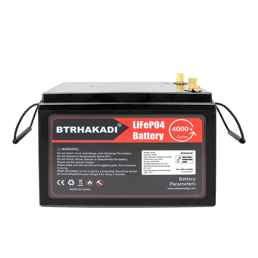 HAKADI 12V 170Ah Lifepo4 Rechargeable Battery Pack With BMS and 14.6V 10A Charger For Solar System RV EV Boat
