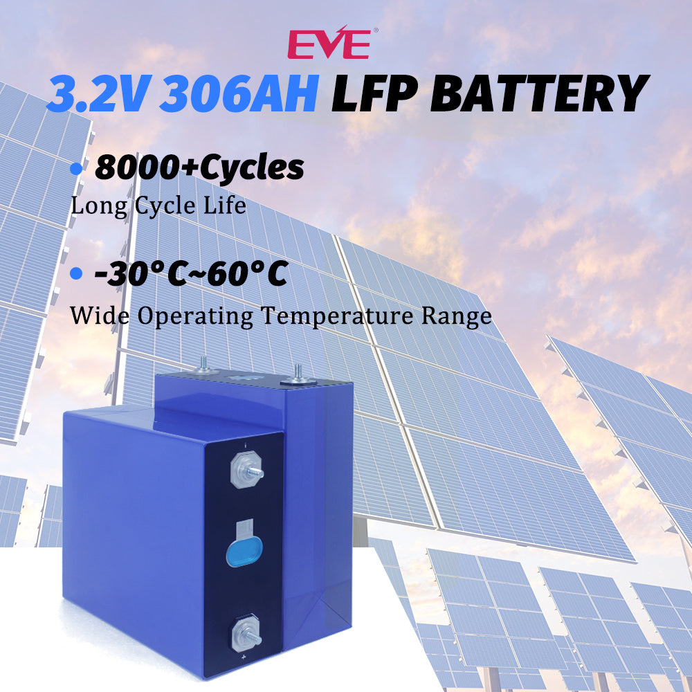 EVE MB30 306Ah LiFePO4 3.2V LF306 Battery Grade A Rechargeable Prismatic Cell For RV,EV,Solar
