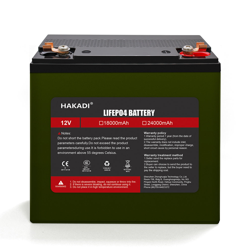 HAKADI Lifepo4 12V 24Ah Rechargeable Battery PACK Long Cycle Life With 14.6V 4A Charger For Fishing Emergency Equipment