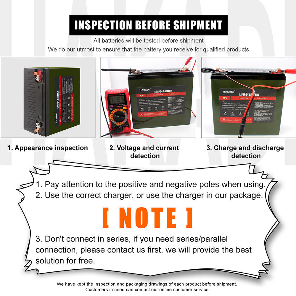 HAKADI Lifepo4 12V 24Ah Rechargeable Battery PACK Long Cycle Life With 14.6V 4A Charger For Fishing Emergency Equipment