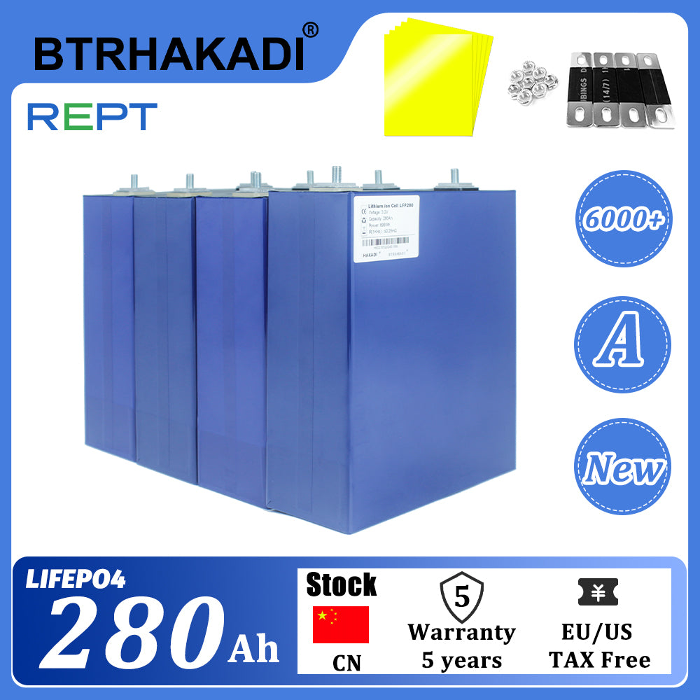 LiFePO4 REPT 3.2V 280Ah Grade A Rechargeable Battery For Solar Energy System Boat Power Supply