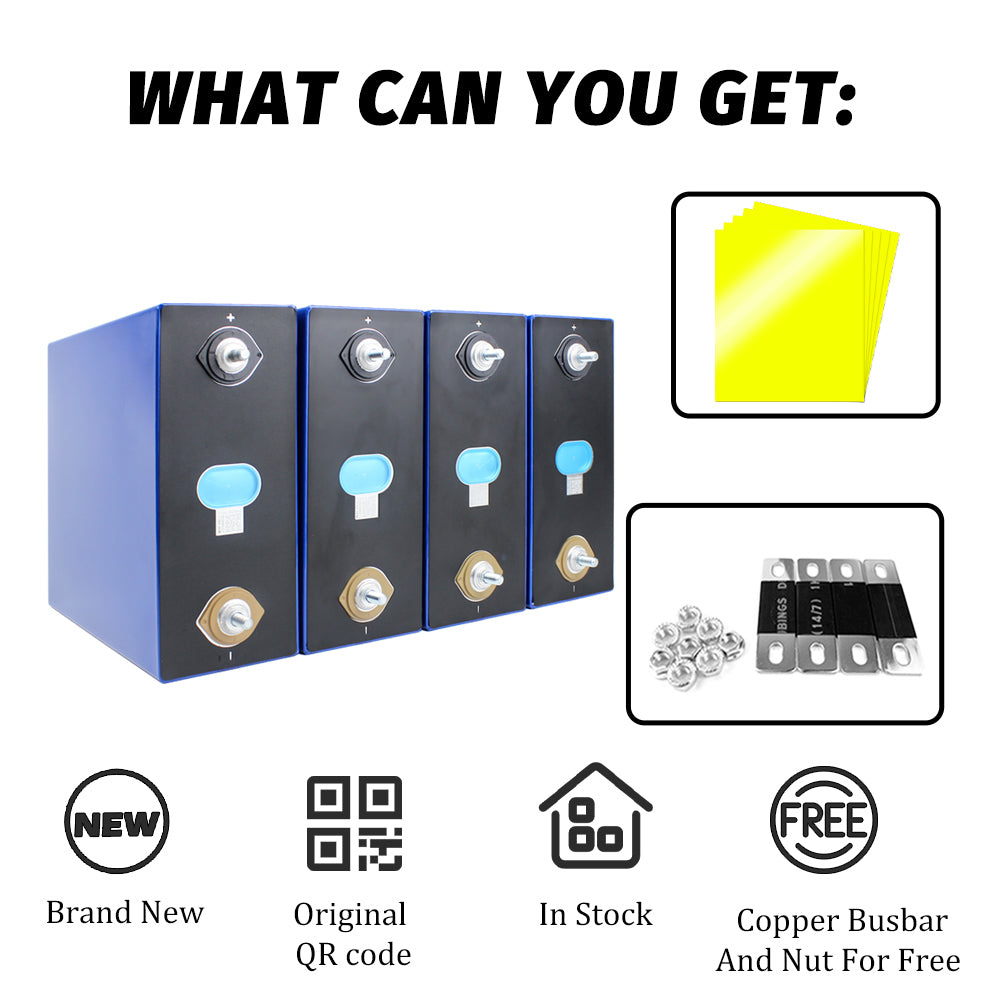 EVE LF304 LiFePO4 3.2V 304Ah Grade A Cells Prismatic Battery for DIY 12V 24V 48V 72V Pack,Solar Storage, RV, EV, PV