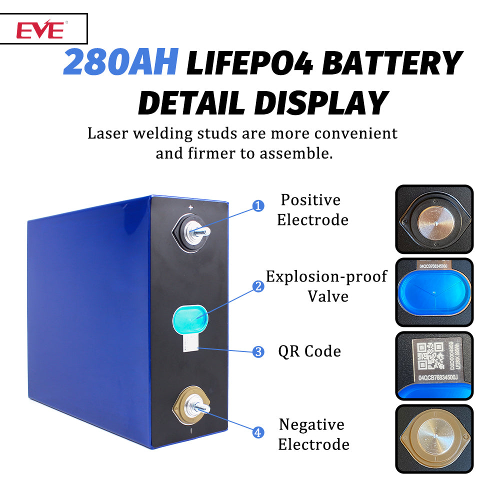 EVE LF280K LiFePO4 3.2V 280Ah Grade A Cells Rechargeable LFP Battery For Solar Energy storage,Home Solar Energy,DIY Battery Pack