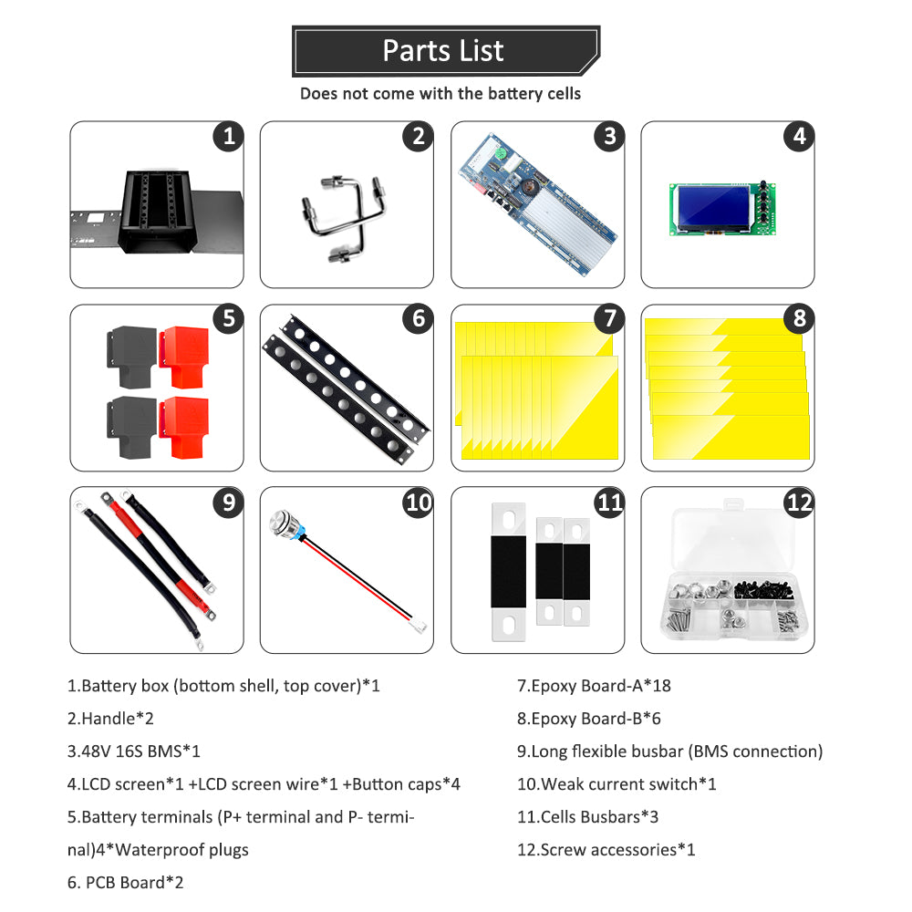 48V LiFePO4 EVE 105Ah DIY Battery BOX 51.2V LFP With Smart Seplos BMS for RV,Solar Energy