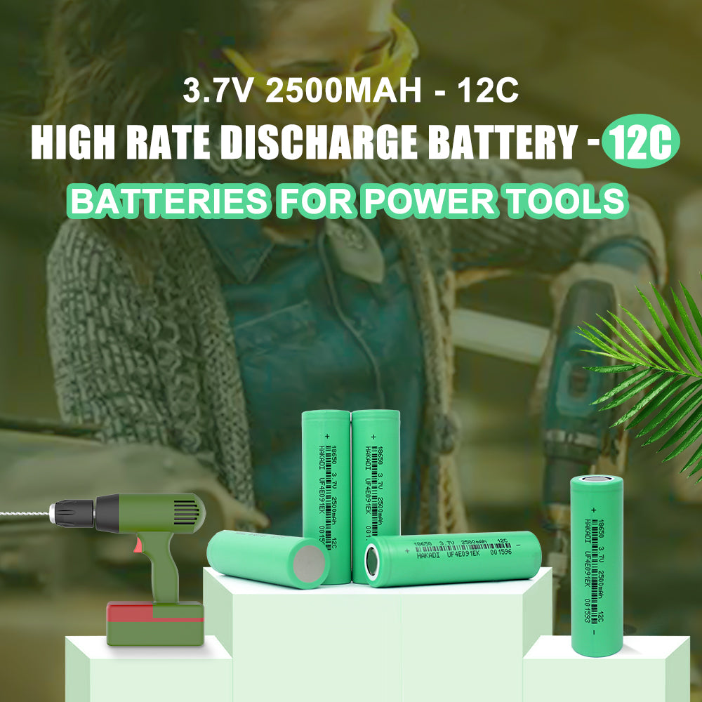 HAKADI 18650 3.7V 2500mAh 12C High Rate Discharge Rechargeable battery For DIY Battery pack LED Flashlight Kid Toys
