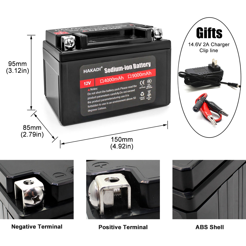 HAKADI 12V 9Ah Sodium-ion Battery Pack SIB Cells High Power Batteries For DIY 12V Generator Battery Compatible Mower