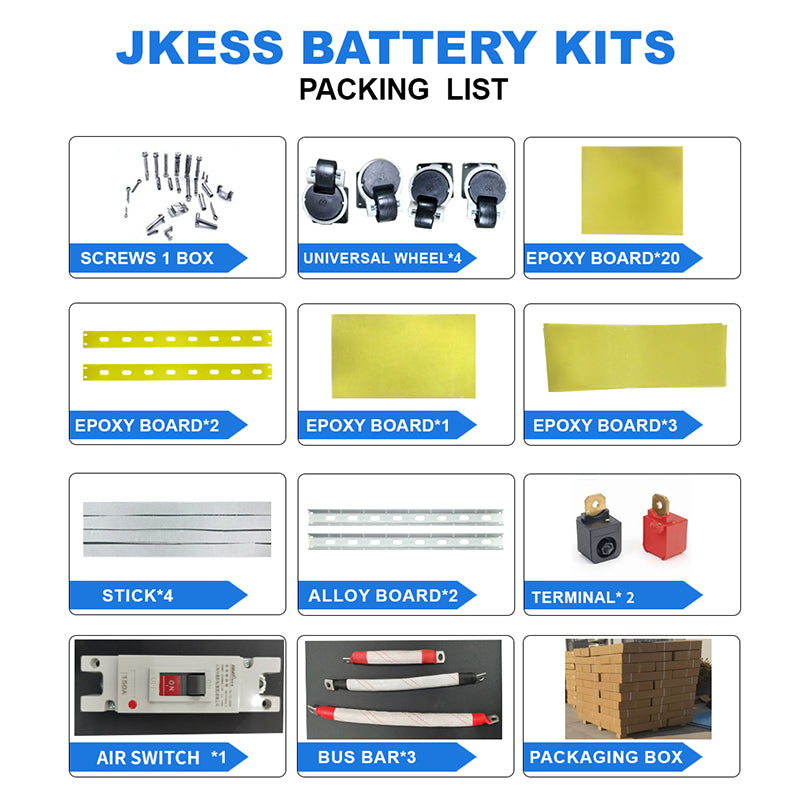 Eu Stock JK ESS Lifepo4 Battery Box with Jk Bms V19 16s 48v 200a Diy Battery case 280Ah 314Ah 51.2V 15Kwh Lifepo4 Home Storage System