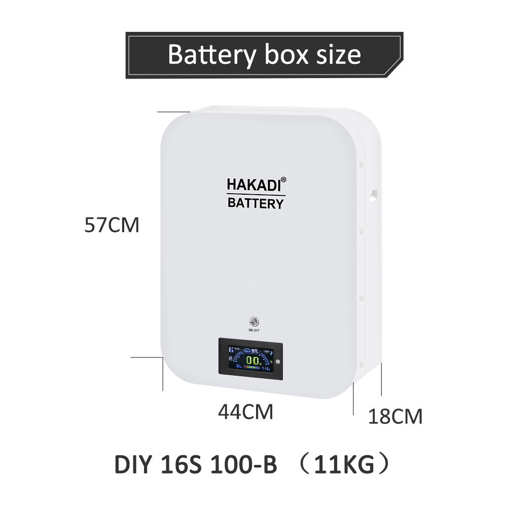 HAKADI 48V LiFePO4 100Ah DIY Battery BOX Wall-mounted 51.2V Case Smart Bluetooth JK BMS for ,RV,Solar Energy