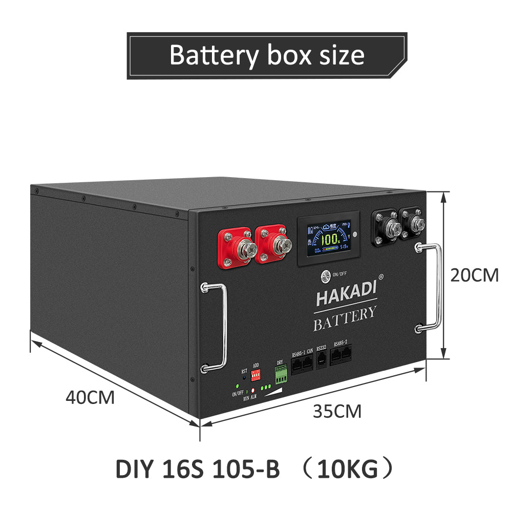 HAKADI 48V 105Ah LiFePO4 DIY Battery BOX 51.2V LFP Case Smart JK BMS for EVE 105Ah Cells