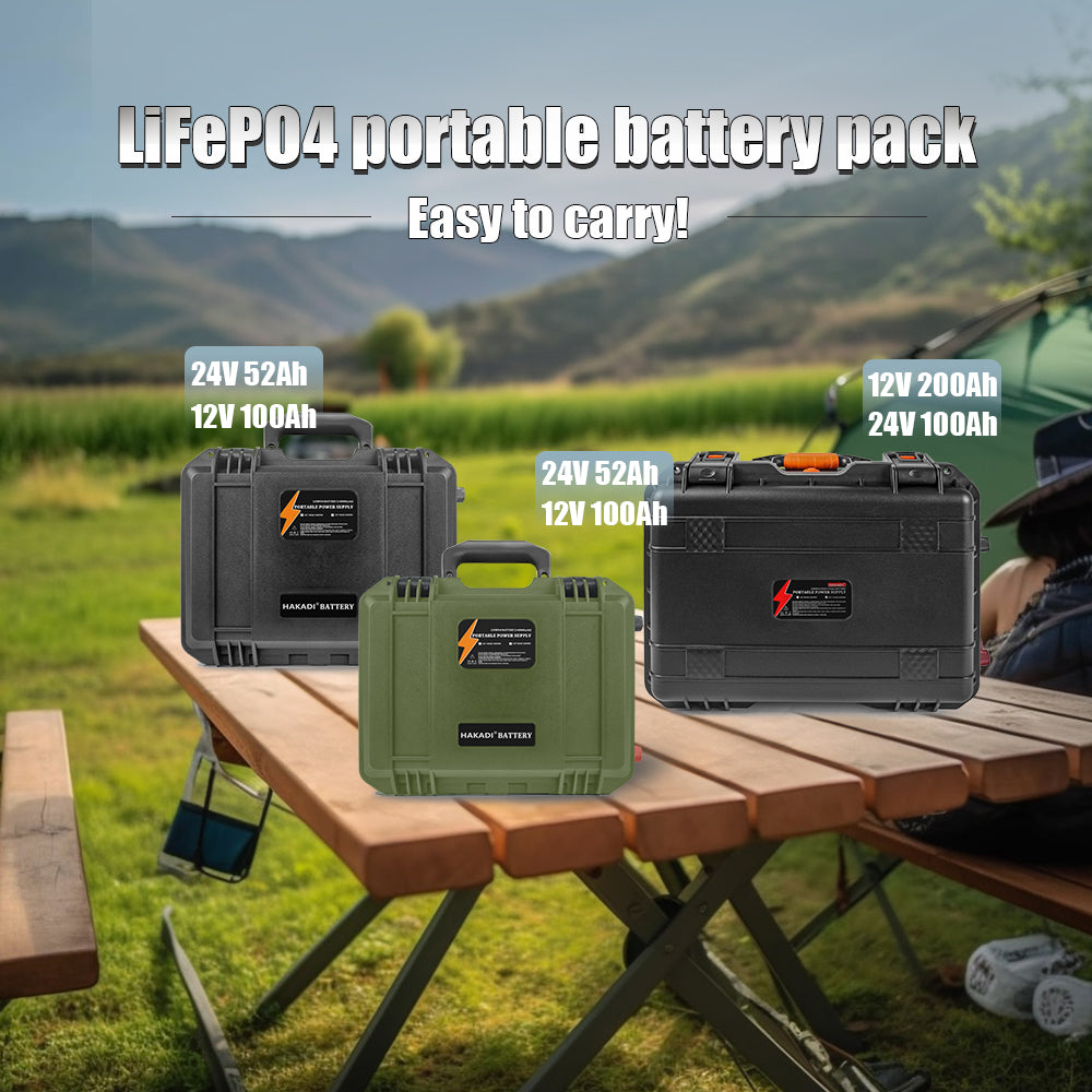 HAKADI 12.8V 100Ah LiFePO4 Battery Pack Build-in 100A BMS 12V 100Ah Waterproof for Solar Camper Yacht Inverter Engine Moto
