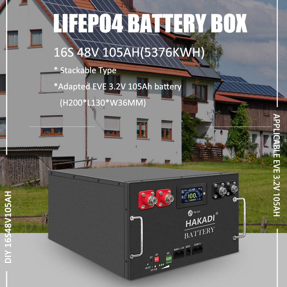 HAKADI 48V-51.2V Lifepo4 Battery Pack Full Assembled 10-16Kwh Server Rack With 200A Bluetooth BMS For Home Power,Solar Energy,RV, PV,Boat