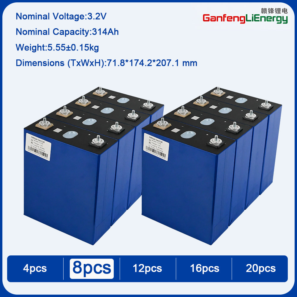 EU Stock Ganfeng 3.2V 314Ah LiFePO4 Battery Brand new Grade A 8000+ Cycle Life 7-10 Days Delivery EU