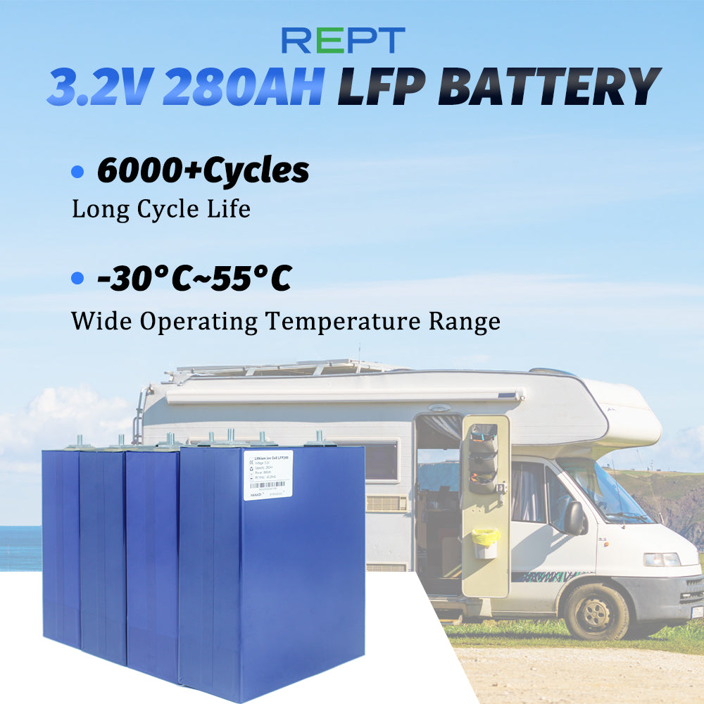LiFePO4 REPT 3.2V 280Ah Grade A Rechargeable Battery For Solar Energy System Boat Power Supply