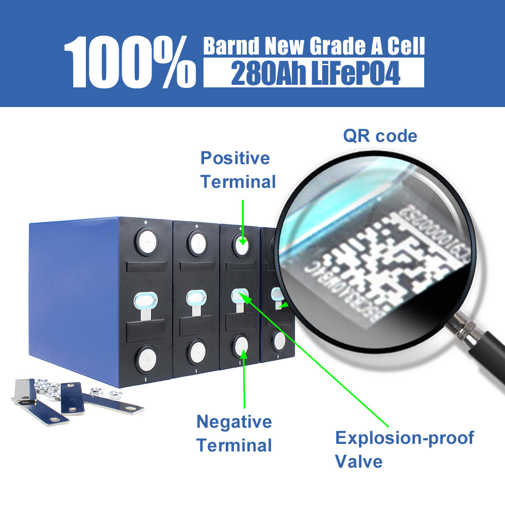 CALB 280Ah LiFePO4 3.2V Rechargeable Prismatic Battery 9000+ Cycles Grade A Cell For DIY Solar System RV EV Boat