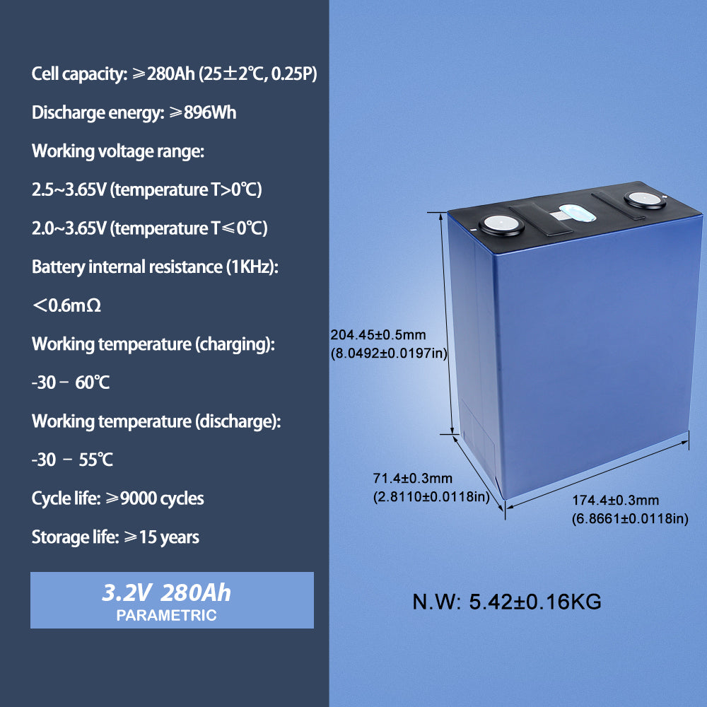 CALB 280Ah LiFePO4 3.2V Rechargeable Prismatic Battery 9000+ Cycles Grade A Cell For DIY Solar System RV EV Boat