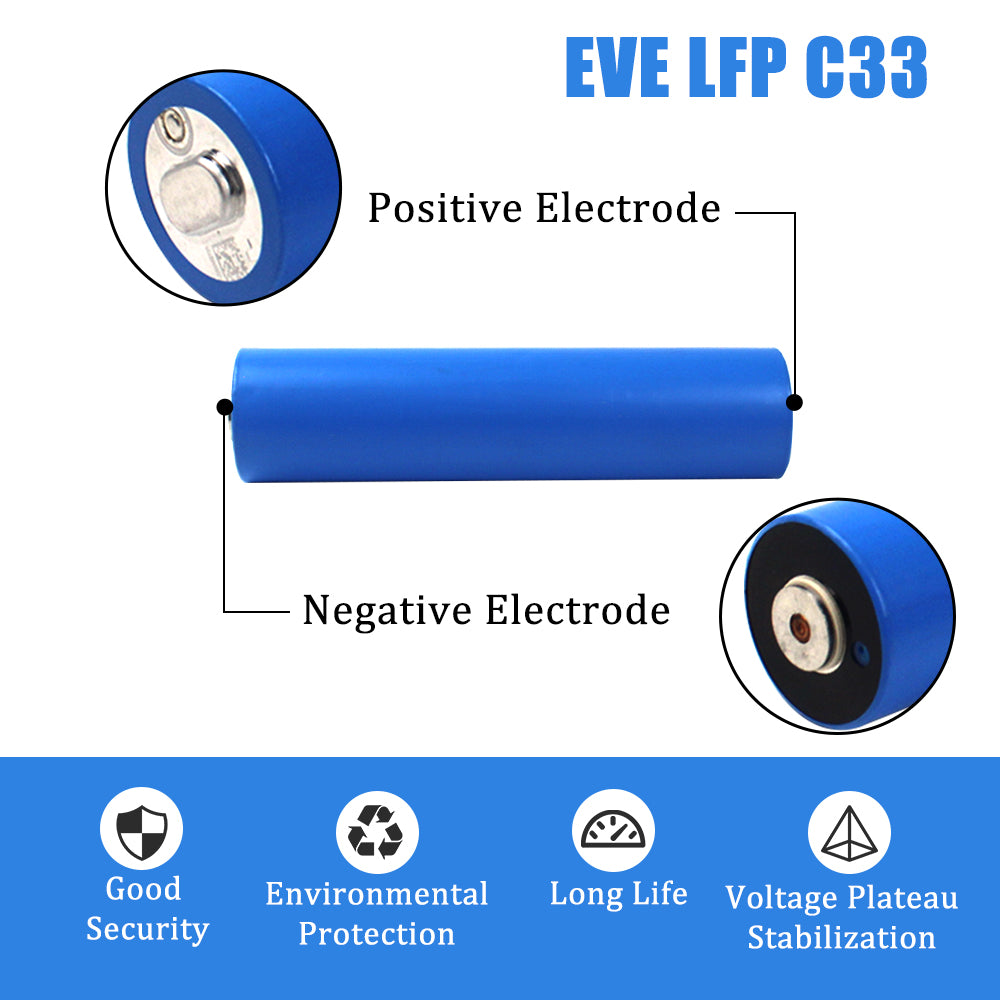EVE 33140 3.2V 15Ah Cylindrical LiFePO4 Battery Cell For DIY Battery Pack 12V 24V 48V