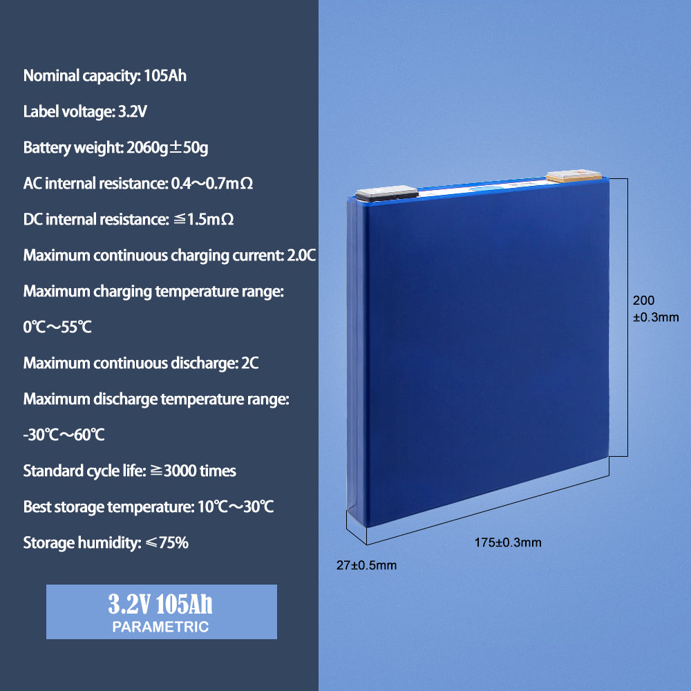 GUOXUAN 3.2V 105Ah Lifepo4 Rechargeable Prismatic Cell Long Cycle Life Brand New For DIY 12V 24V 48V Battery Pack Solar System