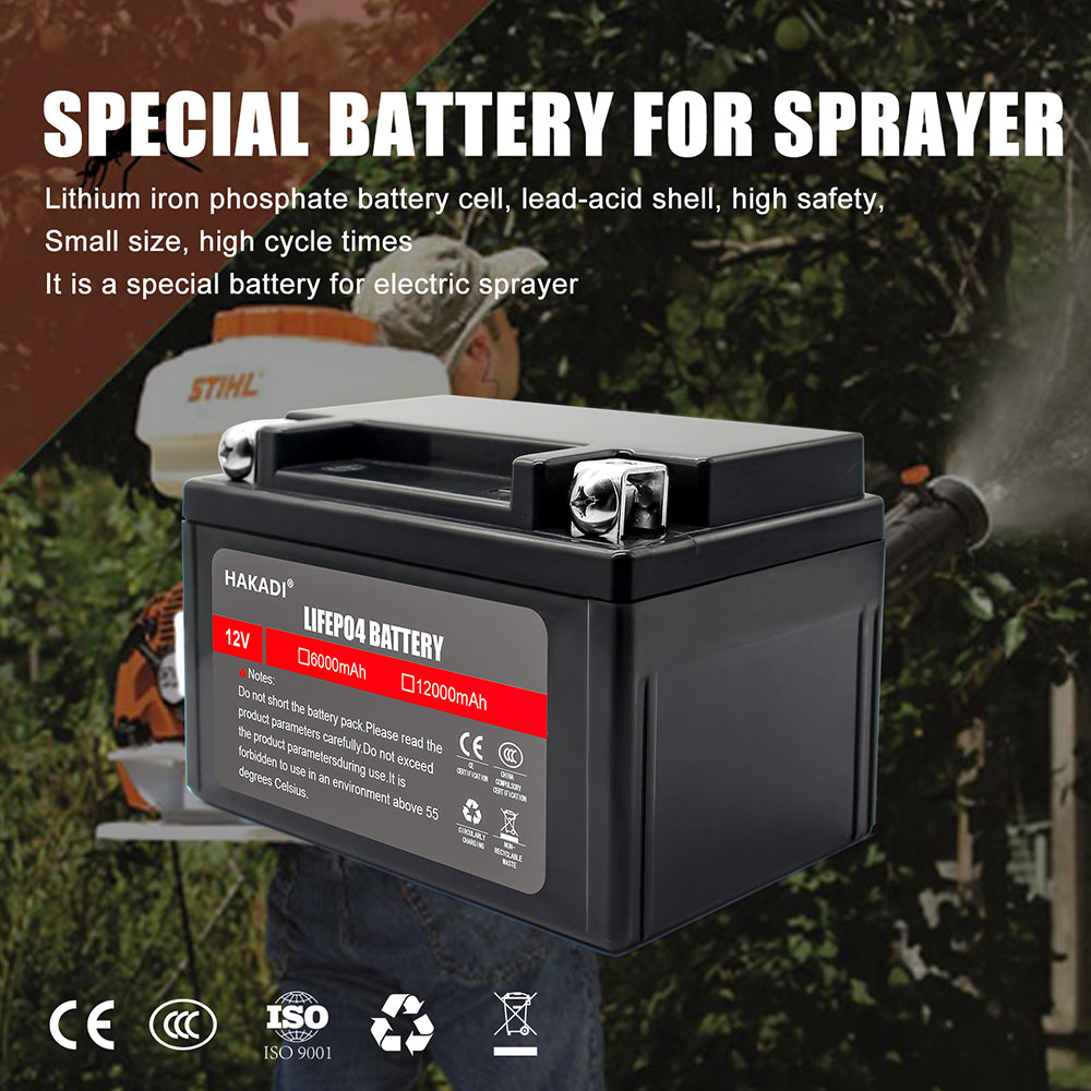 HAKADI LiFePO4 12V 12Ah Rechargeable Battery Pack with Built-in BMS For For Outdoor Power Supply Fishing Finder