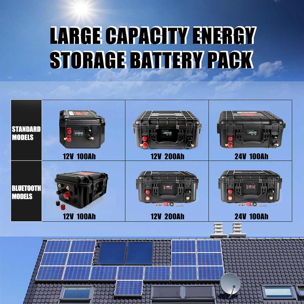 HAKADI 24V 100Ah Rechargeable Lifepo4 Battery Pack With 29.2V 10A Charger and BMS Waterproof Rechargeable Battery For UPS Power Solar RV EV