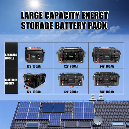 HAKADI 24V 100Ah Rechargeable Lifepo4 Battery Pack With 29.2V 10A Charger and BMS Waterproof Rechargeable Battery For UPS Power Solar RV EV