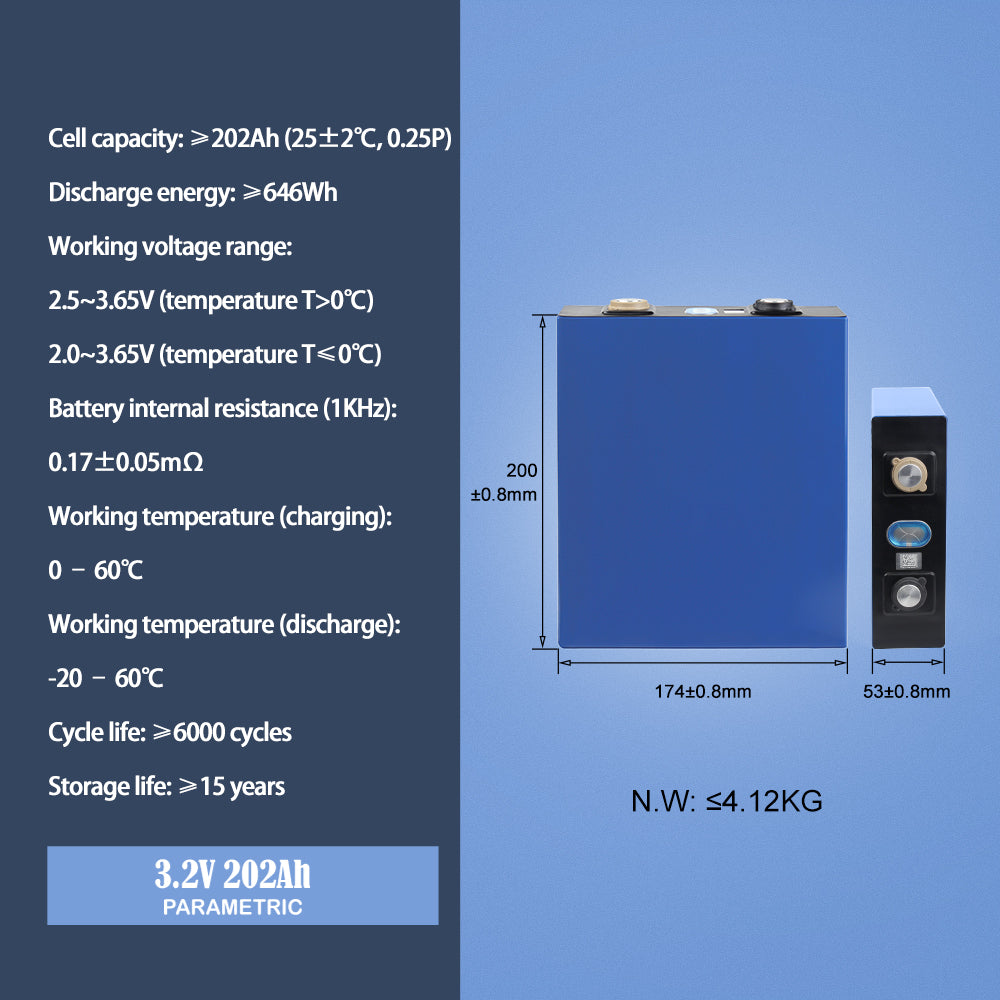 Lifepo4 Lishen 3.2V 202Ah Batteries Brand New Grade A Rechargeable Battery Round stud For DIY 12V 24V 48V 200Ah Solar System RV Boat Power