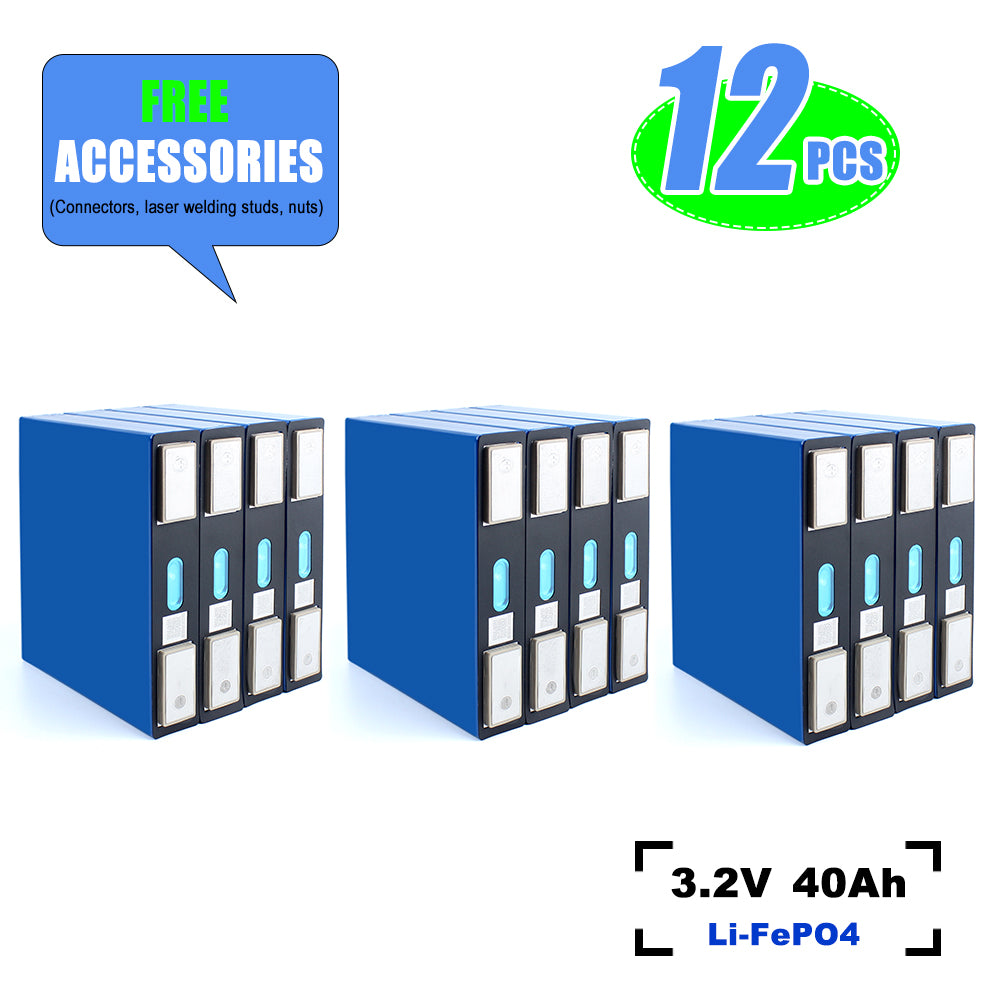 EU in Stock! Lifepo4 Lishen 40Ah Grade A Battery Rechargeable Cells For DIY 12V 24V 48V Pack RV EV Golf Cart Solar Energy