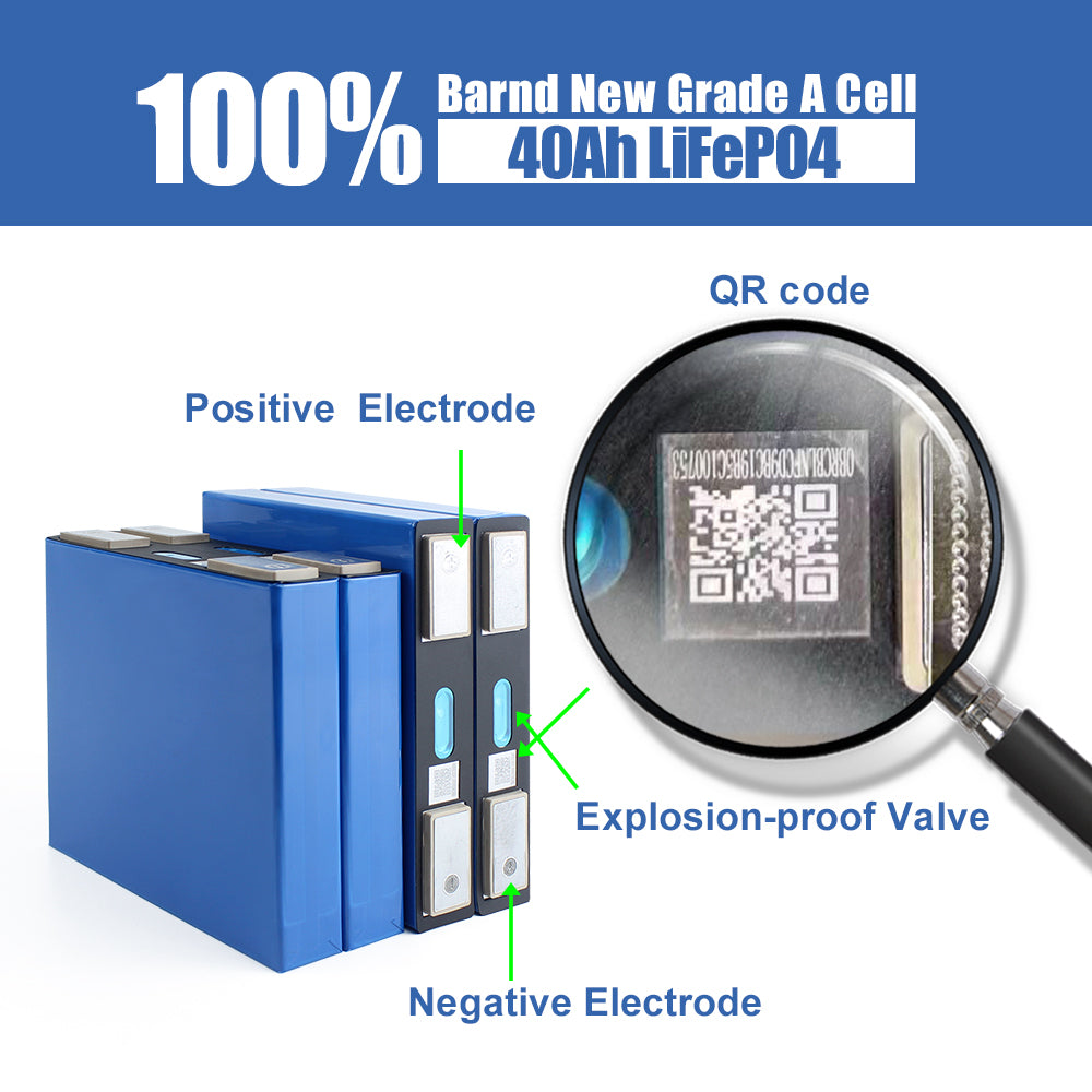 EU in Stock! Lifepo4 Lishen 40Ah Grade A Battery Rechargeable Cells For DIY 12V 24V 48V Pack RV EV Golf Cart Solar Energy