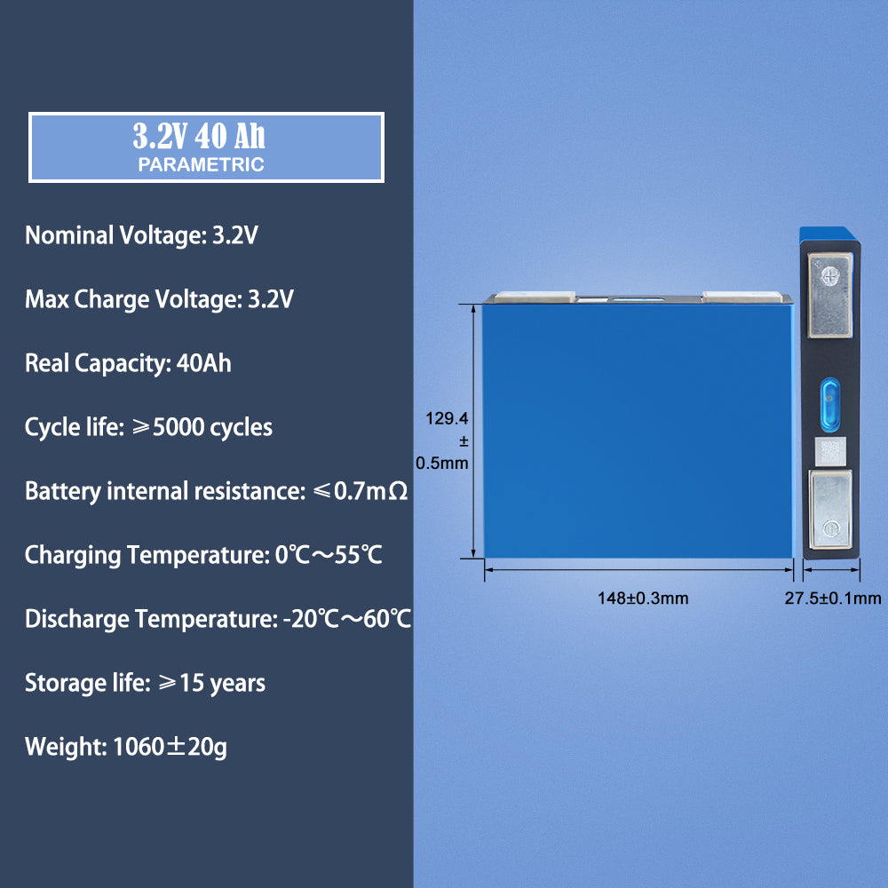 EU in Stock! Lifepo4 Lishen 40Ah Grade A Battery Rechargeable Cells For DIY 12V 24V 48V Pack RV EV Golf Cart Solar Energy