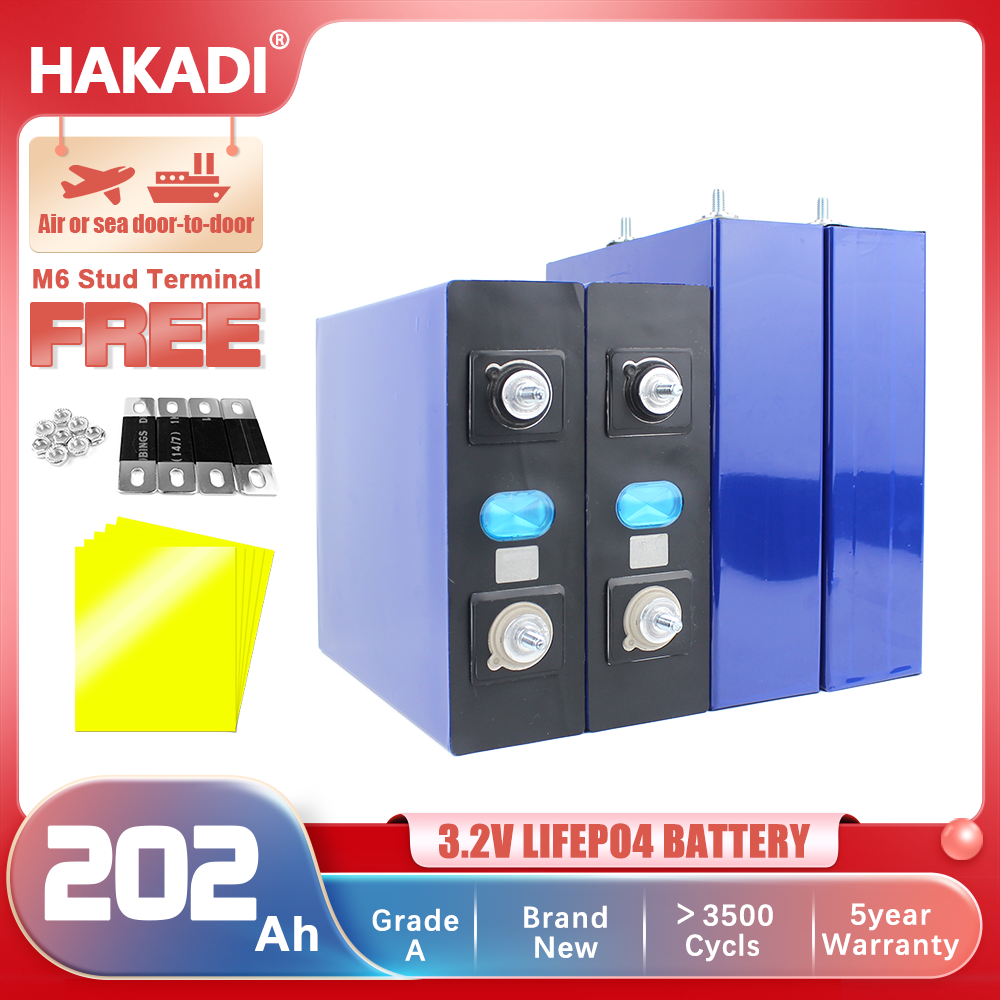 Lifepo4 Lishen 3.2V 202Ah Batteries Brand New Grade A Rechargeable Battery Round stud For DIY 12V 24V 48V 200Ah Solar System RV Boat Power