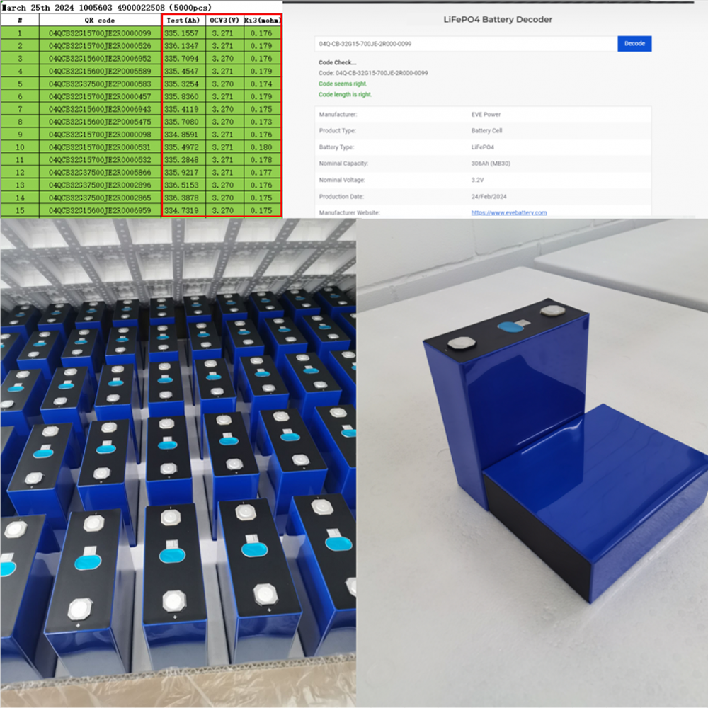 EVE MB31 LiFePO4 314Ah 3.2V LF314 Grade A Cell Rechargeable Prismatic Cell For RV,EV,Solar