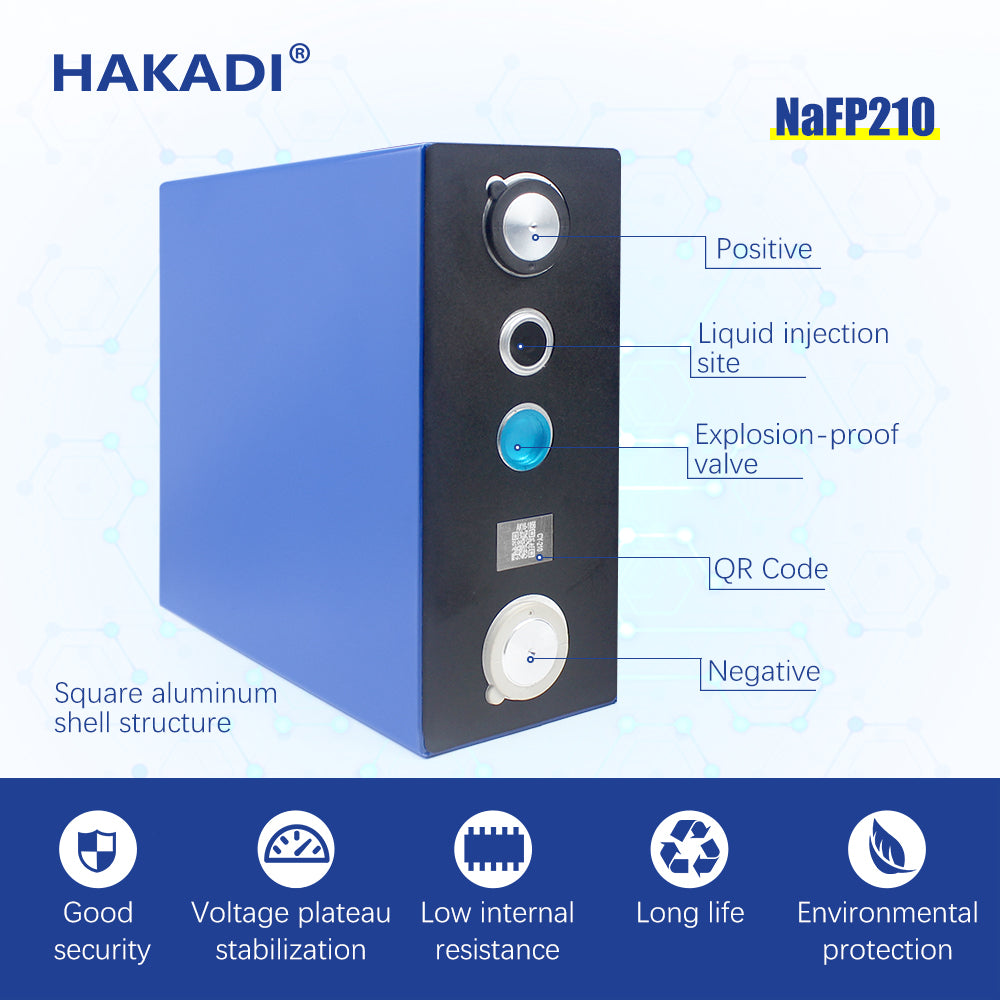 HAKADI Grade A Sodium ion battery 3V 210Ah Na Cell DIY 12V 24V 48V Battery Pack For Home Energy Storage,Boat,Solar