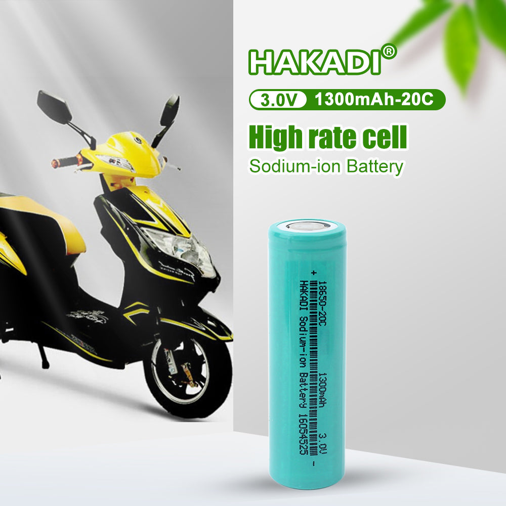 HAKADI 18650 1300mAh 3V Sodium-ion Cells Discharge 20C NA-ion Rechargeable Battery For E-bike Power Tools DIY 12V 24V 48V 72V Battery Pack