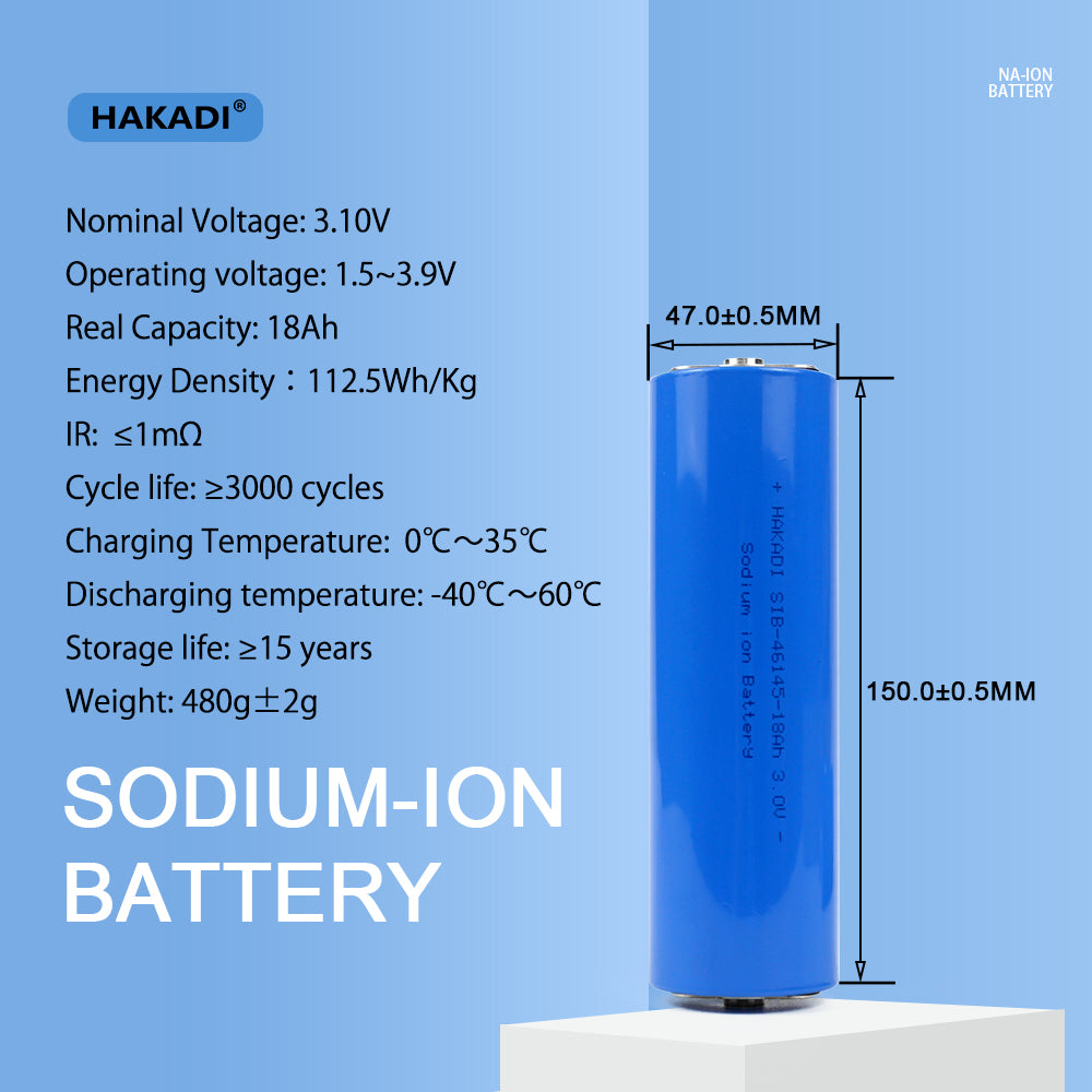 HAKADI Sodium ion 3V Battery 18Ah Brand New Rechargeable Na-ion Batteries For Solar Energy Stoarge Boat Medical Equiment