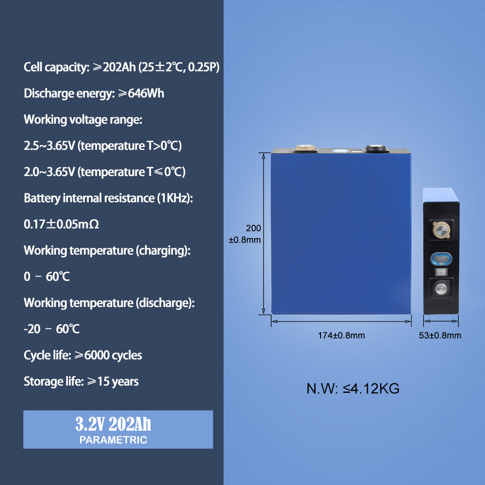 CATL 202Ah LiFePO4 3.2V Battery Grade A Rechargeable Cell For DIY Battery Pack RV EV Golf Cart Solar Energy