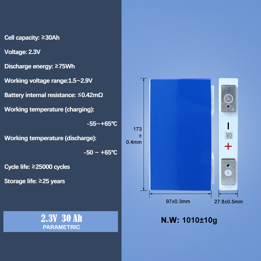 6-24PCS Yinlong 30Ah LTO Battery 2.3V Prismatic Rechargeable Cells Cycle Life 25000+ For DIY Solar System EV