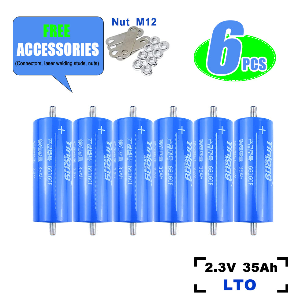 EU in Stock LTO Yinlong 2.3V 35Ah lithium titanate Battery Cycle life 25000+For Low temperature work,Car audio,DIY Battery Pack