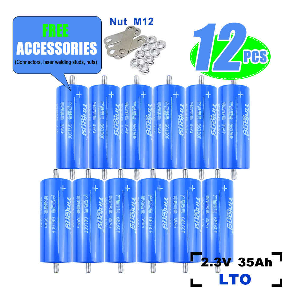 EU in Stock LTO Yinlong 2.3V 35Ah lithium titanate Battery Cycle life 25000+For Low temperature work,Car audio,DIY Battery Pack