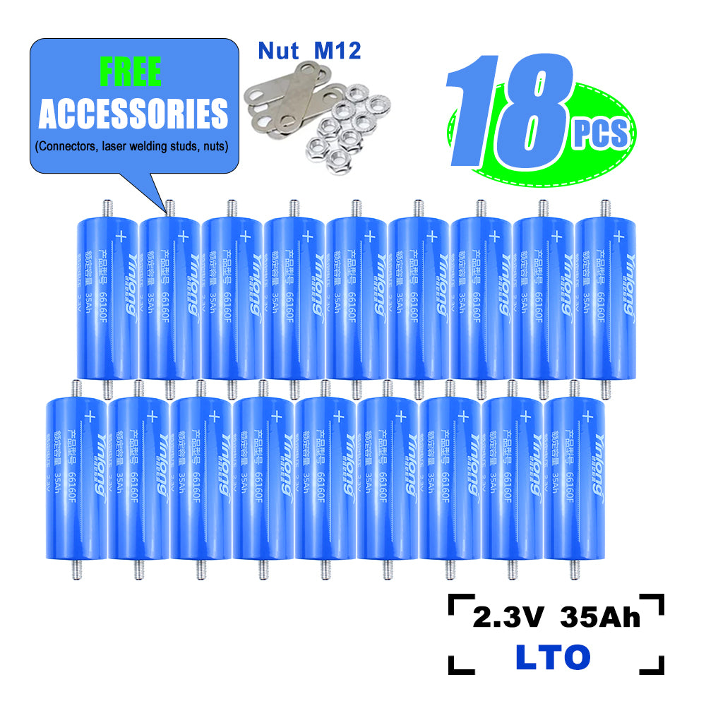 EU in Stock LTO Yinlong 2.3V 35Ah lithium titanate Battery Cycle life 25000+For Low temperature work,Car audio,DIY Battery Pack