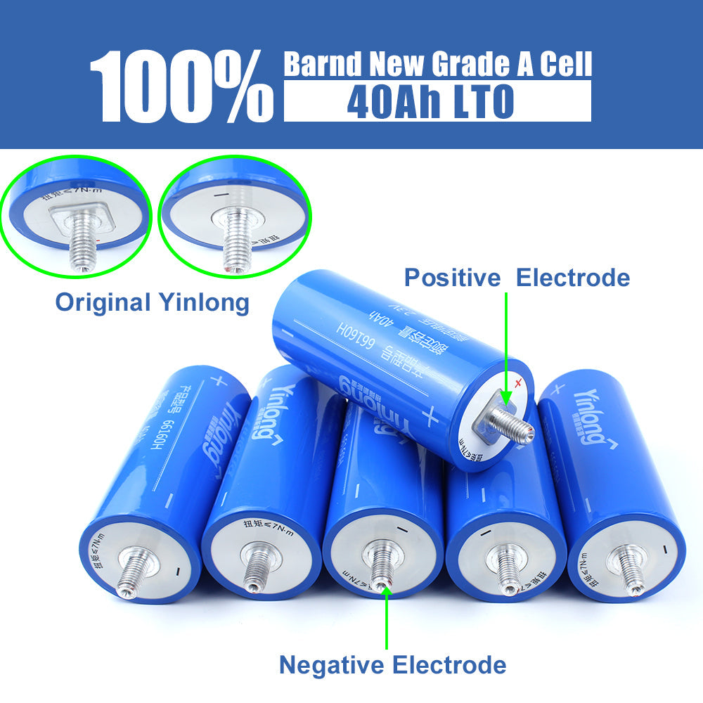 EU STOCK Yinlong 40Ah LTO Cells Grade A Brand New 66160 Lithium Titanate Battery For CAR AUDIO, RV, EV, Home Solar
