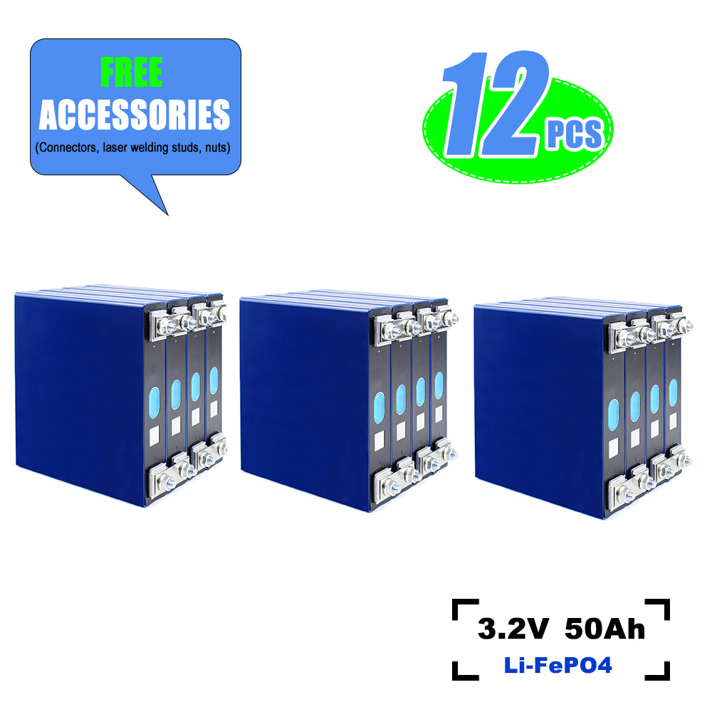 LiFePO4 EVE 3.2V 50Ah Grade A Cells Brand New Rechargeable Battery For DIY 12V 24V 48V Power Supply Solar System