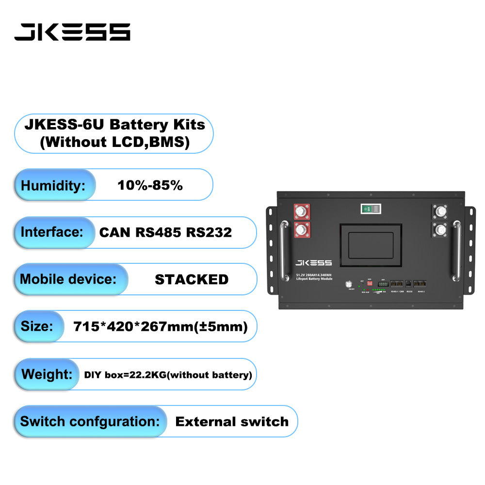 JK BMS ESS 48V LiFePO4 Battery DIY Box JK Bms 200A V19 V15 16S Stackable Battery case 51.2V 280Ah 314Ah 15Kwh 16Kwh