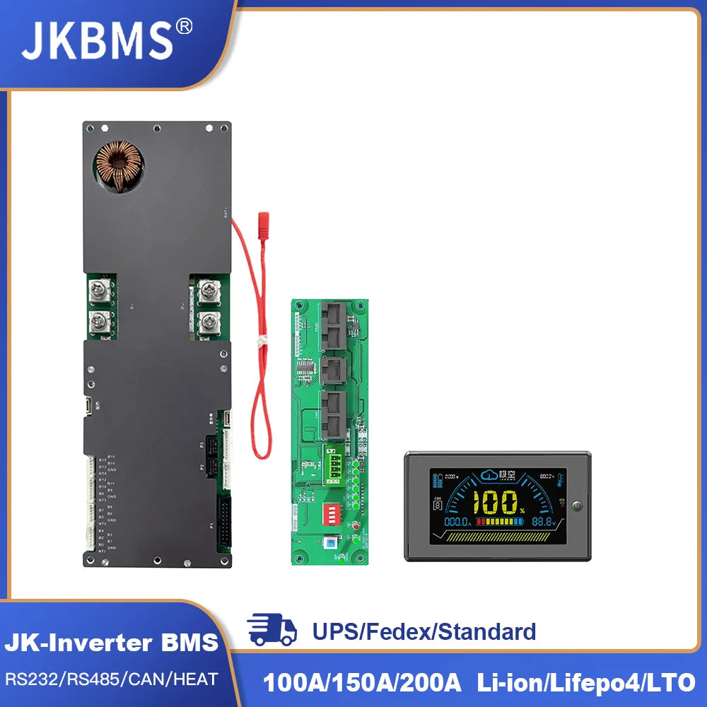 EU Stock JK Bms Active Balance Bms 4S 8S 12S 16S 20S 24S Smart Bluetooth Bms 60A 80A 100A 150A 200A for Lifepo4 Li-Ion Lto Battery