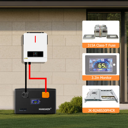 HAKADI 12V EVE MB56 628Ah LiFePO4 DIY Battery Box Including JK BMS 300A and 2A Balance For DIY battery,Off-grid systems,Solar energy