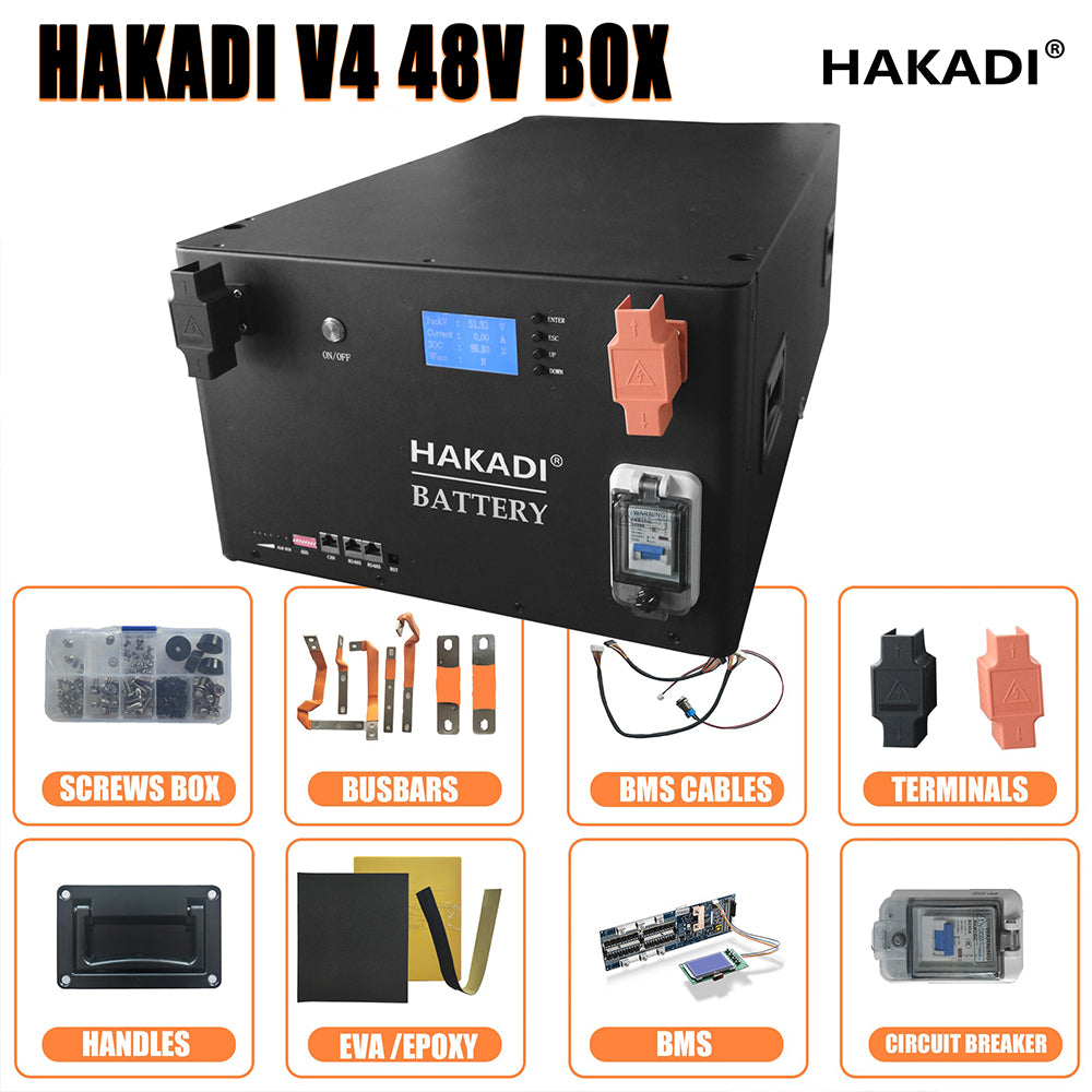 HAKADI 48V-51.2V Lifepo4  Battery Pack Full Assembled 11-15Kwh Server Rack With 200A Bluetooth BMS For Home Power,Solar Energy,RV, PV,Boat