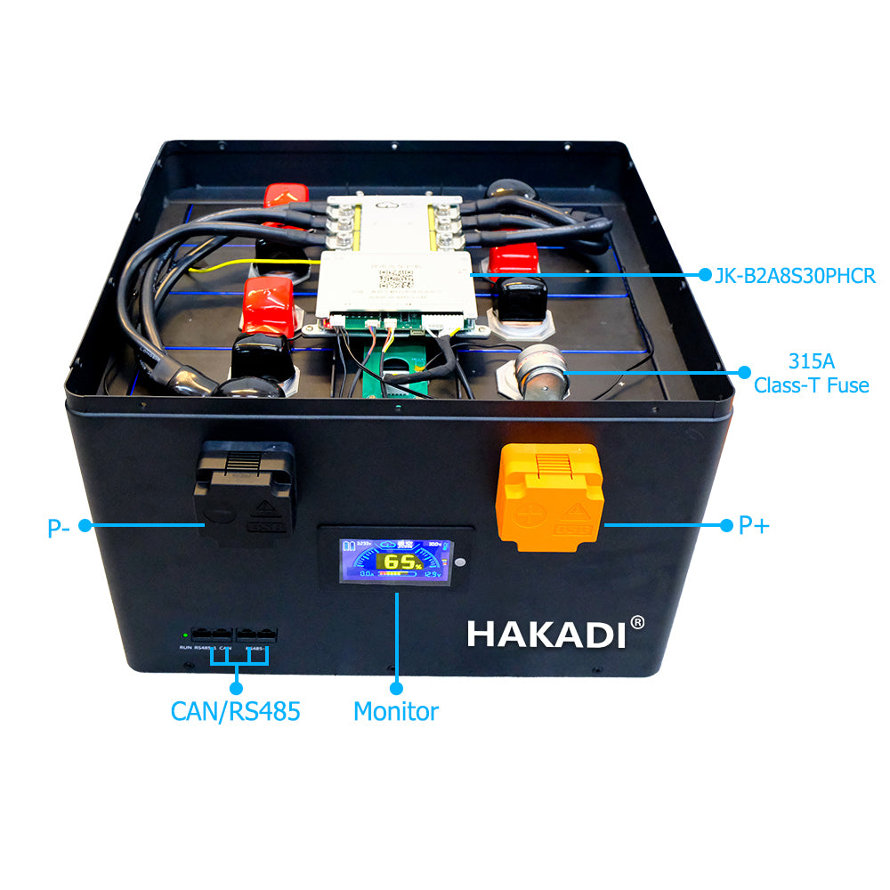 HAKADI 12V EVE MB56 628Ah LiFePO4 DIY Battery Box Including JK BMS 300A and 2A Balance For DIY battery,Off-grid systems,Solar energy