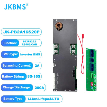 EU Stock JK Bms Active Balance Bms 4S 8S 12S 16S 20S 24S Smart Bluetooth Bms 60A 80A 100A 150A 200A for Lifepo4 Li-Ion Lto Battery