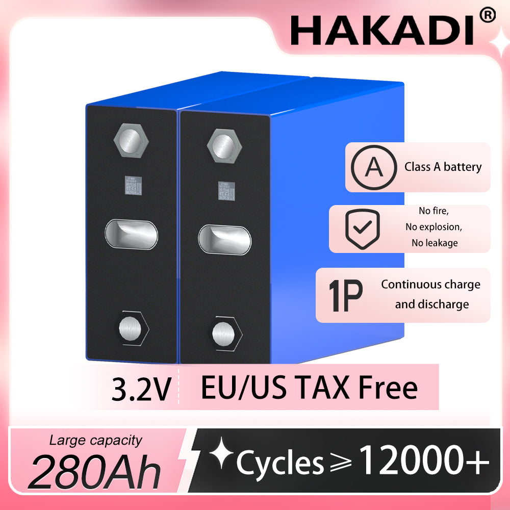 HAKADI Semi-solid Battery 3.2V 280Ah LiFePO4 Rechargeable Grade A Cell 12000+ Cycle For DIY Solar System EV RV Boat